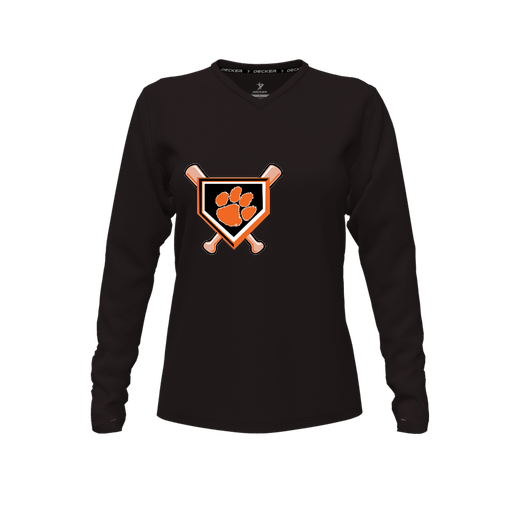 [CUS-DFW-TEES-CMF-VNK-LSL-BLK-FYXS-LOGO3] Decker Comfort T-Shirt (Female Youth XS, Black, V Neck, Logo 3, Long Sleeve)