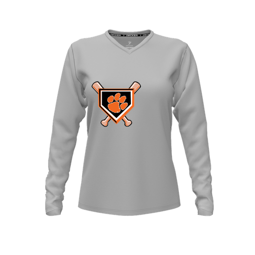 [FTLVPTGY-FYXS-LOGO3] Decker Performance T-Shirt (Female Youth XS, Gray, V Neck, Logo 3, Long Sleeve)