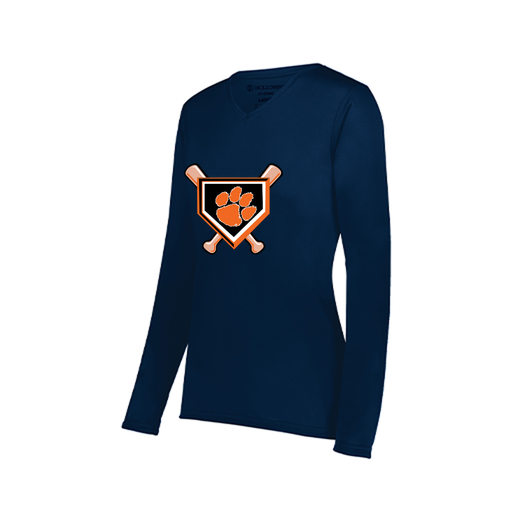 [222824.065.S-LOGO3] Ladies LS Smooth Sport Shirt (Female Adult S, Navy, Logo 3)